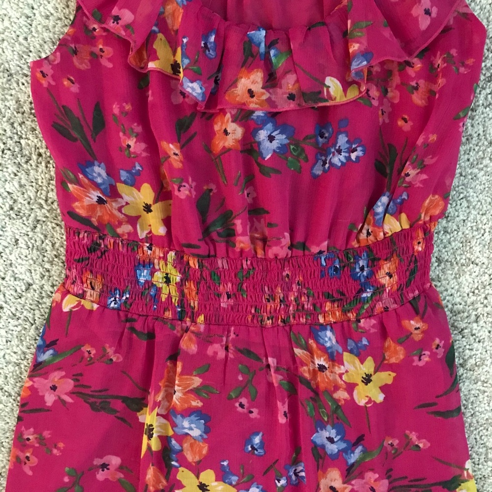 EUC Old Navy Pink Floral Ruffled Maxi Dress, Sz M - Picture 4 of 15